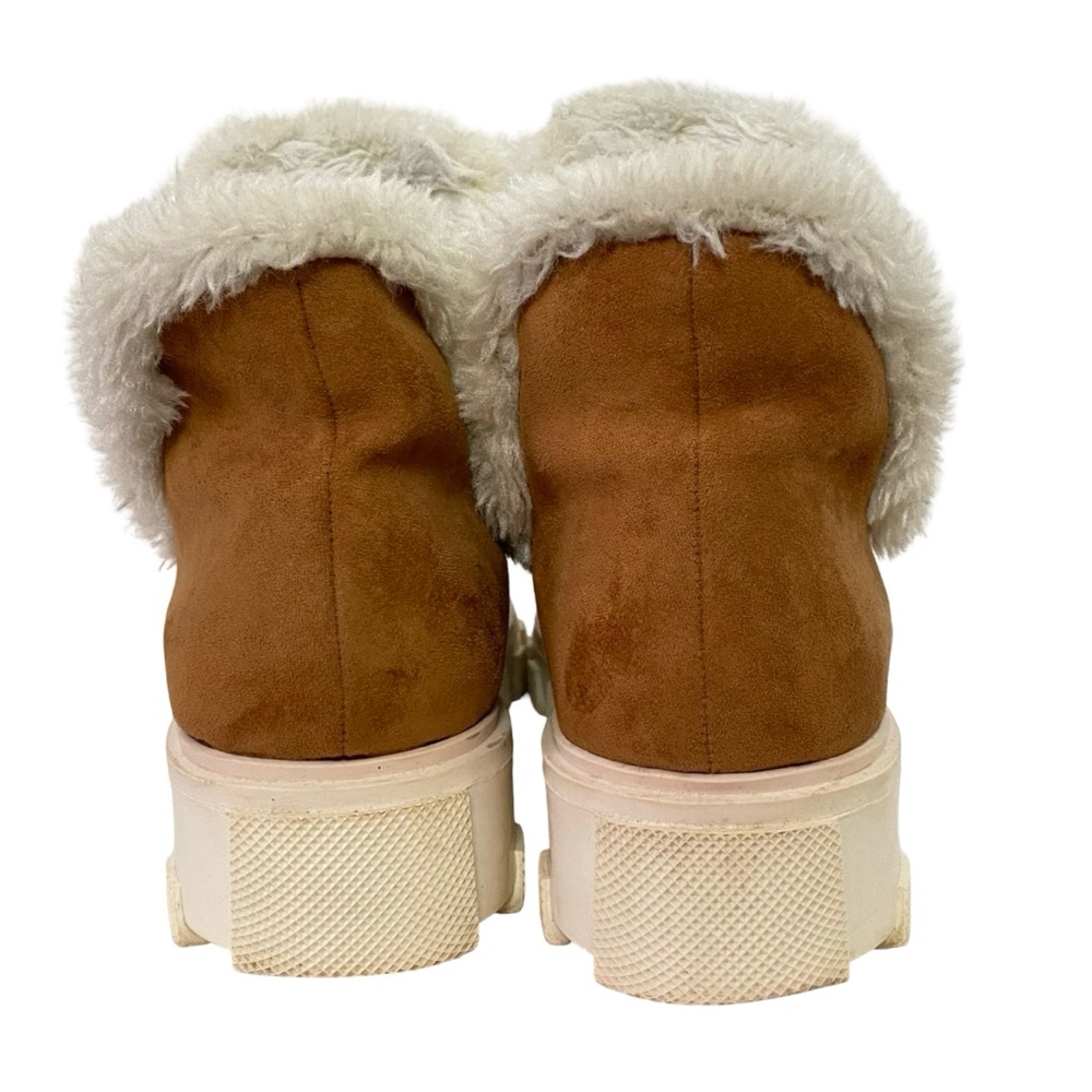 Free People Boots Womens Size 8 FR x FP Vegan Suede Fuzzy Slip On Camel Cream - Picture 11 of 13